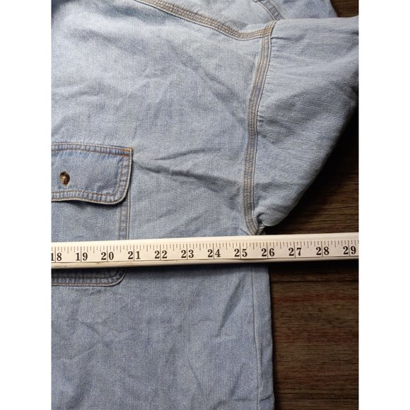 Forever 21 blue button up long sleeve shirt size 0 - Picture 5 of 6